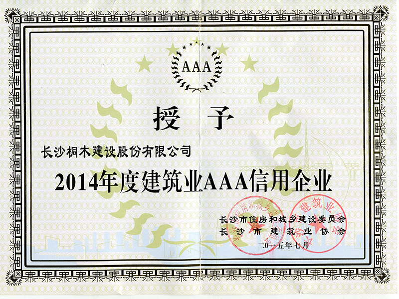 “AAA”信用企业称号
